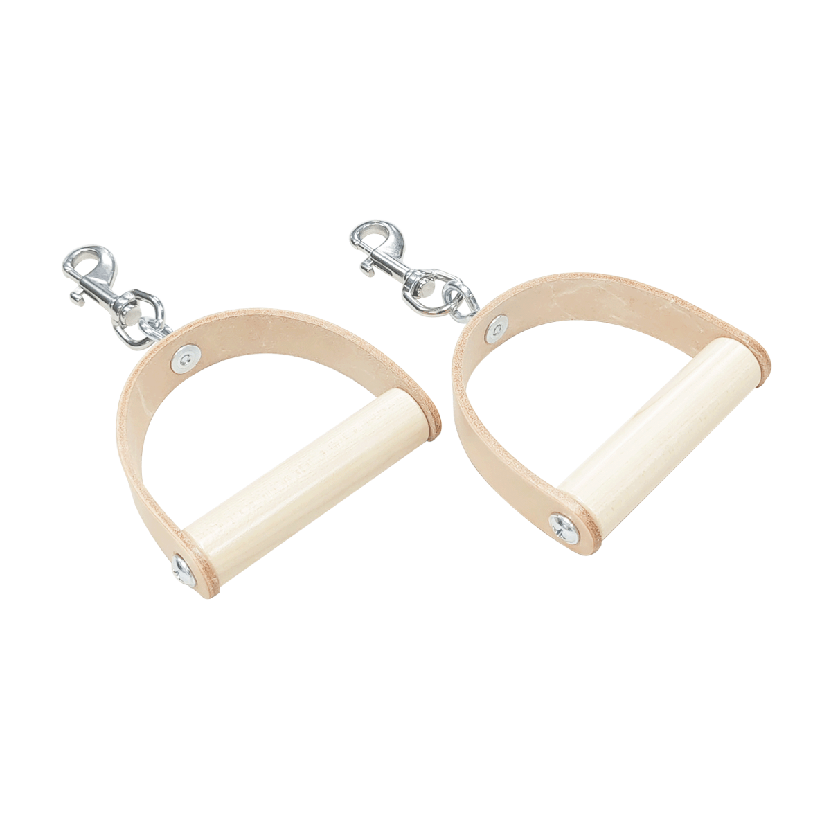 Leather & Wood Handles (Pair) - Legacy Pilates Apparatus®